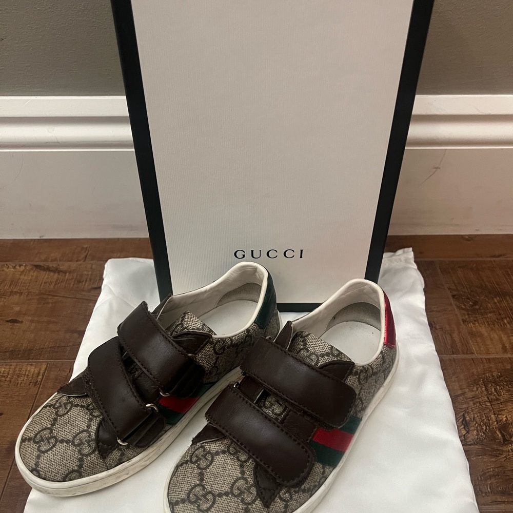 Gucci Kids' Brown and Cream Monogram Sneakers